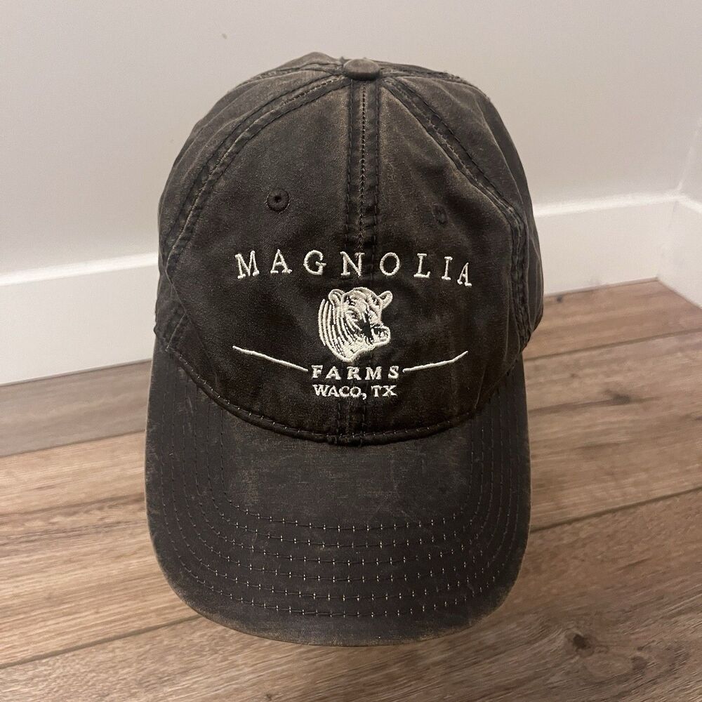 Magnolia Farms Waco Texas Strapback Waxed Dark Brown Dad Baseball Hat Cap